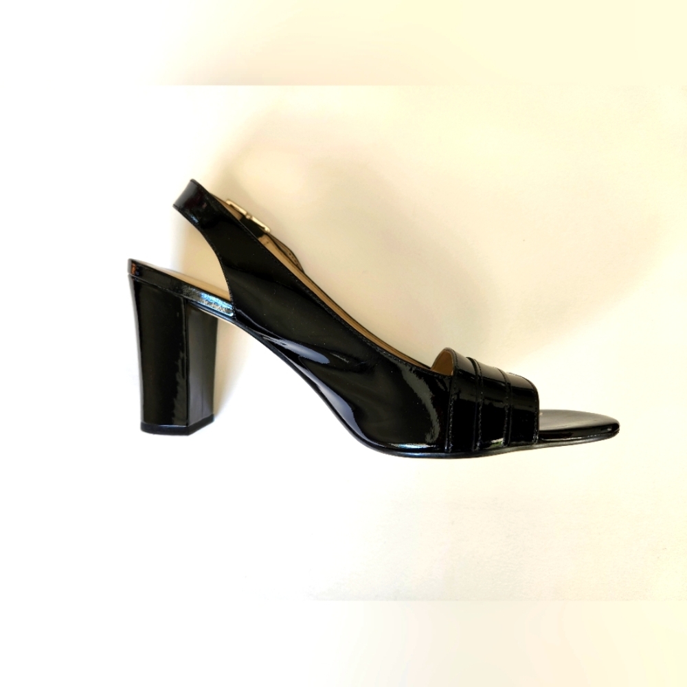 Talbots Black Patent Leather Block Heel Shoes - Size 9.5 **NEW PRICE** - Picture 7 of 11